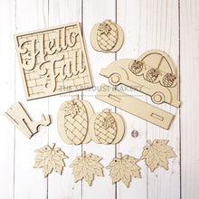 Load image into Gallery viewer, Hello Fall SVG File | Laser Cut File | Glowforge | Hello Fall | Pumpkins | Leaves | Fall is in the Air | Fall Tiered Tray SVG | Fall SVG