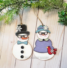 Load image into Gallery viewer, Vintage Snow Couple Christmas Ornament SVG File | Laser Cut File | Christmas Ornamen SVG | Snowman Ornament svg | Nerdy Snowman