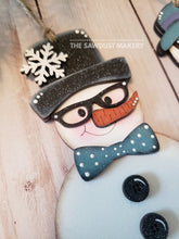 Load image into Gallery viewer, Vintage Snow Couple Christmas Ornament SVG File | Laser Cut File | Christmas Ornamen SVG | Snowman Ornament svg | Nerdy Snowman