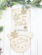 Load image into Gallery viewer, Top Hat Snowman Door Hanger SVG | Snowman laser cut file Let it Snow | Glowforge | Snowman Door Hanger | Let it Snow SVG | Winter SVG