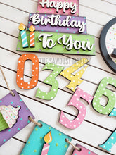 Load image into Gallery viewer, Birthday Tiered Tray SVG File | Laser Cut File | Happy Birthday | Make a Wish | Birthday Candles svg | Cupcake SVG | Birthday Party