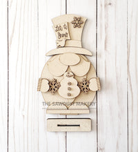 Load image into Gallery viewer, Winter Snowman Gnome SVG File | Laser Cut File | Standing Winter Snowman Gnome SVG | Gnome | Gnome Shelf Sitter | Let it Snow Gnome SVG