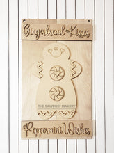 Load image into Gallery viewer, Gingerbread Kisses Pallet Sign Door Hanger SVG File | Laser Cut File | Gingerbread SVG File | Door Hanger svg | Peppermint | Christmas SVG