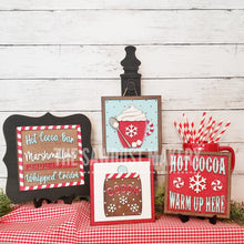 Load image into Gallery viewer, 6" x 6" Hot Cocoa Bar Sign Laser SVG File | Laser Cut File | Interchangeable Frame | Leaning Ladder SVG | Laser Cut Hot Cocoa signs