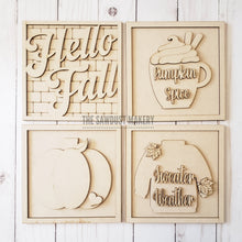 Load image into Gallery viewer, Hello Fall Sign Laser Cut File | Laser Cut File | Interchangeable Frame | Fall Leaning Ladder| Sweater Weather | Pumpkin Spice SVG