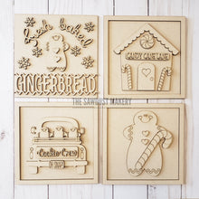 Load image into Gallery viewer, 6" x 6" Gingerbread Sign Laser SVG File | Laser Cut File | Interchangeable Frame | Leaning Ladder Svg | Christmas Laser Cut file