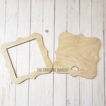 Load image into Gallery viewer, 4.25" Frame Sign Holder SVG | Scallop Scrolled Frame SVG | Laser Cut File | Interchangeable Frame SVG | Home Decor svg | Scallop Frame