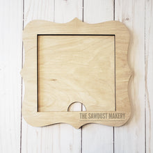 Load image into Gallery viewer, 6" x 6" Frame Sign Holder SVG | Scallop Scrolled Frame SVG | Laser Cut File | Interchangeable Frame SVG | Home Decor svg | Scallop Frame