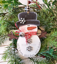 Load image into Gallery viewer, Snowman Frosty Let it Snow Christmas Ornament SVG File | Laser Cut File | Christmas Ornament SVG | Snowman Ornament svg | Let it Snow