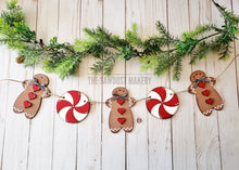 Load image into Gallery viewer, Gingerbread Banner SVG | Laser Cut File | Glowforge | Christmas SVG | Gingerbread Cookie | Banner | Peppermints | Christmas SVG