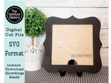 Load image into Gallery viewer, 4.25" Frame Sign Holder SVG | Scallop Scrolled Frame SVG | Laser Cut File | Interchangeable Frame SVG | Home Decor svg | Scallop Frame