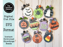 Load image into Gallery viewer, Halloween Ornament Bundle SVG File | Laser Cut File | Halloween Ornament Kit | Ornament SVG | Halloween svg | Trick or Treat Bag Tags