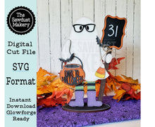 Load image into Gallery viewer, Halloween Ghost Countdown SVG File | Laser Cut File | Standing Ghost SVG File | Shelf Sitter | Halloween Boo SVG
