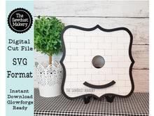 Load image into Gallery viewer, 6" round Interchangeable Sign Holder SVG | Subway Frame SVG | Laser Cut File | Interchangeable Frame SVG | Home Decor svg | Scallop Frame