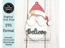 Load image into Gallery viewer, Santa Claus Door Hanger SVG File | Laser Cut File | Santa SVG File | Door Hanger svg | Christmas svg | Santa svg | Believe svg