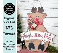 Load image into Gallery viewer, Reindeer Door Hanger SVG File | Laser Cut File | Rudolph SVG File | Door Hanger svg | Christmas svg | Jingle All the Way svg | Deer svg