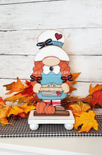 Load image into Gallery viewer, Fall Pilgrim Thanksgiving Girl Gnome SVG File | Laser Cut File | Standing Pilgrim Gnome SVG File | Gnome Shelf Sitter | Gnome | Pumpkin Pie
