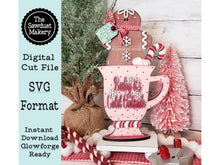 Load image into Gallery viewer, Hot Cocoa Gingerbread Mug SVG File | Laser Cut File | Gingerbread SVG | Hot Cocoa Bar SVG | Gingerbread Shelf Sitter Digital Cut File