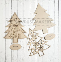 Load image into Gallery viewer, Standing Holiday Tree SVG Laser File | Christmas Tree SVG | Mantle SVG Decor | Christmas Tree Decor | Snowflake Trees | Glowforge Files