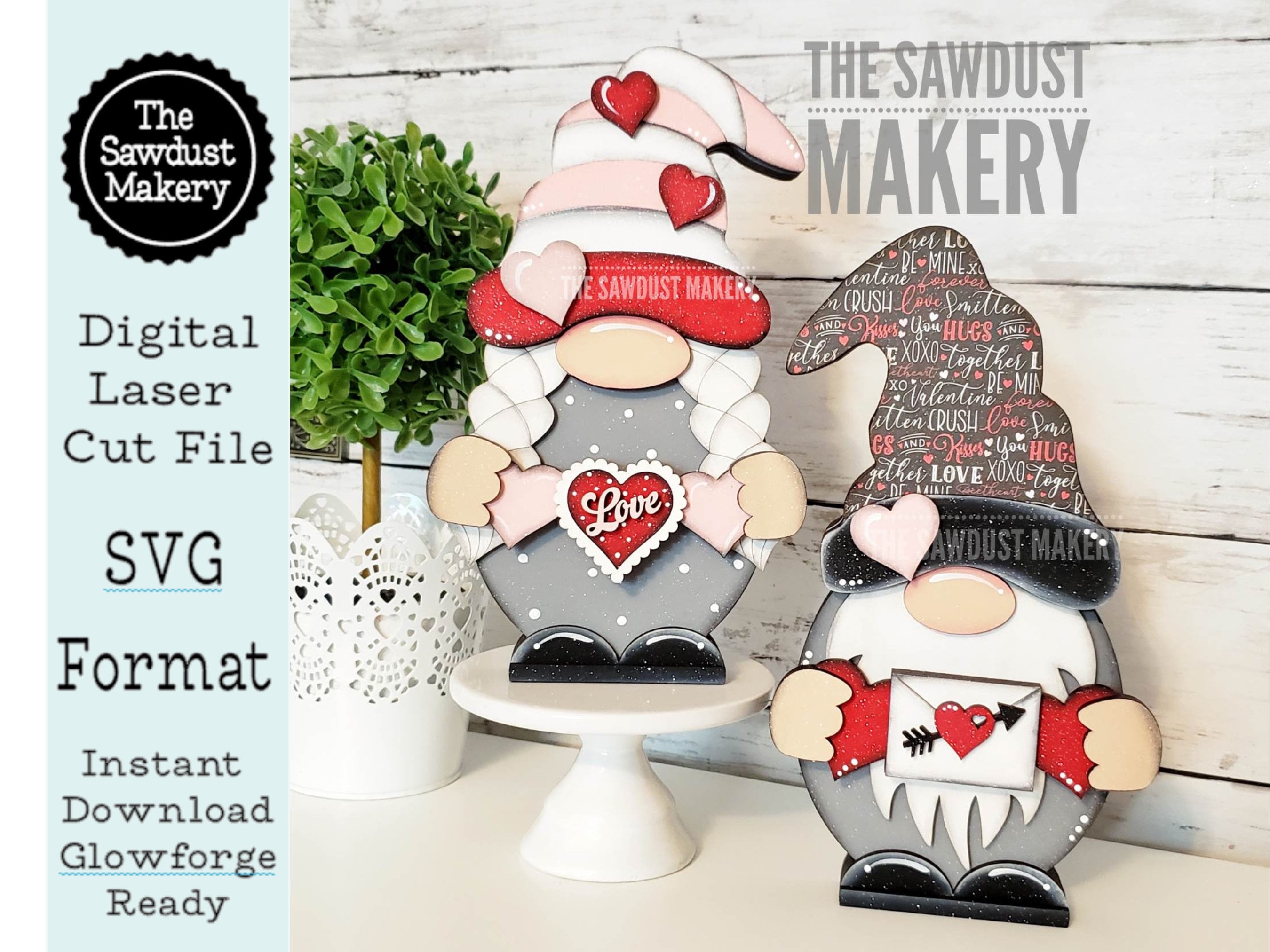 Add-on Interchangeable Gnome SVG File | Valentine | Laser Cut File | V ...