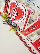 Load image into Gallery viewer, Love Standing Valentine Heart Shelf Sitter SVG | Valentine laser cut file | Laser SVG | Glowforge | Love | Valentine SVG | Mantle svg