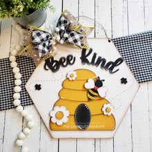 Load image into Gallery viewer, Bee Kind Door Hanger SVG File | Bee Hive SVG | Laser Cut File | Glowforge | Bee SVG File | Honey | Bees | Honey Bee | Bee Kind