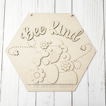 Load image into Gallery viewer, Bee Kind Door Hanger SVG File | Bee Hive SVG | Laser Cut File | Glowforge | Bee SVG File | Honey | Bees | Honey Bee | Bee Kind