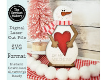 Load image into Gallery viewer, Be Mine Valentine Snowman SVG File | Hearts | Laser Cut File | Valentine's Day SVG File | SVG | Snowman Shelf Sitter | Love svg