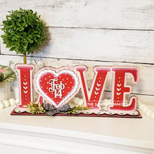 Load image into Gallery viewer, Love Standing Valentine Heart Shelf Sitter SVG | Valentine laser cut file | Laser SVG | Glowforge | Love | Valentine SVG | Mantle svg