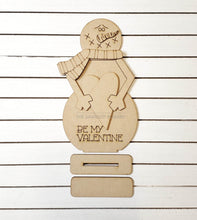 Load image into Gallery viewer, Be Mine Valentine Snowman SVG File | Hearts | Laser Cut File | Valentine's Day SVG File | SVG | Snowman Shelf Sitter | Love svg