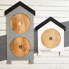 Load image into Gallery viewer, Interchangeable Farmhouse Standing Leaning Frame Bundle SVG | Laser Cut File | Glowforge | 6" Round Insert Frame