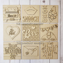 Load image into Gallery viewer, Valentine Laser Cut Files | Valentine Interchangeable Leaning Sign Bundle File SVG | Glowforge | Valentine Tiered Tray SVG | Farmhouse Frame