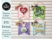 Load image into Gallery viewer, Spring Mini Hanger Signs | Spring Signs SVG | Door Hanger | SVG File | Laser Cut File | Glowforge | Mini Post Sign svgs