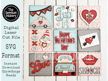 Load image into Gallery viewer, Valentine Laser Cut Files | Valentine Interchangeable Leaning Sign Bundle File SVG | Glowforge | Valentine Tiered Tray SVG | Farmhouse Frame