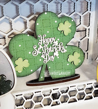 Load image into Gallery viewer, Standing St. Patrick's Day Shelf Sitter SVG | Lucky laser cut file | Laser SVG | Glowforge | Shamrock | Lucky SVG | Mantle svg | Truck svg