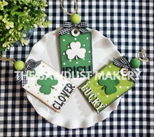 Load image into Gallery viewer, Farmhouse St. Patrick's Day Tag Ornaments SVG File | Laser Cut File | Glowforge | St. Patrick's SVG | Lucky | Shamrock