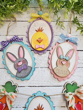 Load image into Gallery viewer, Easter Basket Tags SVG | Easter Banner SVG | Laser Cut File | Glowforge | Bunny SVG | Easter Basket svg | Chick | Personalized Easter Tags