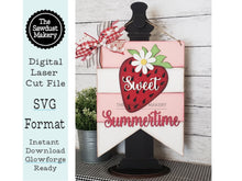 Load image into Gallery viewer, Strawberry Door Hanger SVG File | Laser Cut File | Strawberry SVG File | Door Hanger svg | Summer svg | Sweet Summertime | Daisy svg
