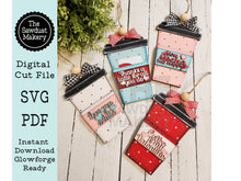 Load image into Gallery viewer, Valentine Gift Card Holder Laser Cut SVG File | Valentine Tags | Valentine Ornaments | Laser SVG File | Glowforge | Be Mine | Latte SVG