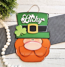 Load image into Gallery viewer, Lucky Leprechaun Door hanger SVG Laser File | St. Patrick's Day Laser Cut Files | Laser cut SVG | Glowforge | St. Patrick's Day SVG