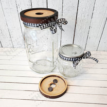 Load image into Gallery viewer, Mason Jar lid Interchangeable Frame SVG File | Laser Cut File | Interchangeable Frame | Mason Jar Lid SVG | Wide Mouth Mason Jar Lid SVG