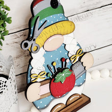 Load image into Gallery viewer, Sewing Gnome SVG File | Laser Cut File | Standing Gnome SVG File | Quilting Gnome | Gnome Shelf Sitter | Craft Gnome | Gnome SVG