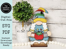Load image into Gallery viewer, Sewing Gnome SVG File | Laser Cut File | Standing Gnome SVG File | Quilting Gnome | Gnome Shelf Sitter | Craft Gnome | Gnome SVG