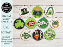Load image into Gallery viewer, St. Patrick Ornament SVG Laser File | St Patrick Laser Cut Files | Laser Ornament SVG | Glowforge | Lucky Ornaments | Irish Laser SVG