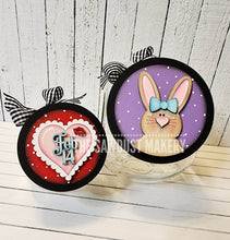 Load image into Gallery viewer, Vol. 4 ~ 12 Month Seasonal Round Bundle | Candy/Mason/Cookie Jar lid Interchangeable Frame SVG | Laser Cut File | Interchangeable Frame