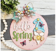 Load image into Gallery viewer, Hello Spring Gnome Door hanger SVG Laser File | Spring Laser Cut Files | Laser cut SVG | Glowforge | Gnome Door Hanger svg | Gnome svg