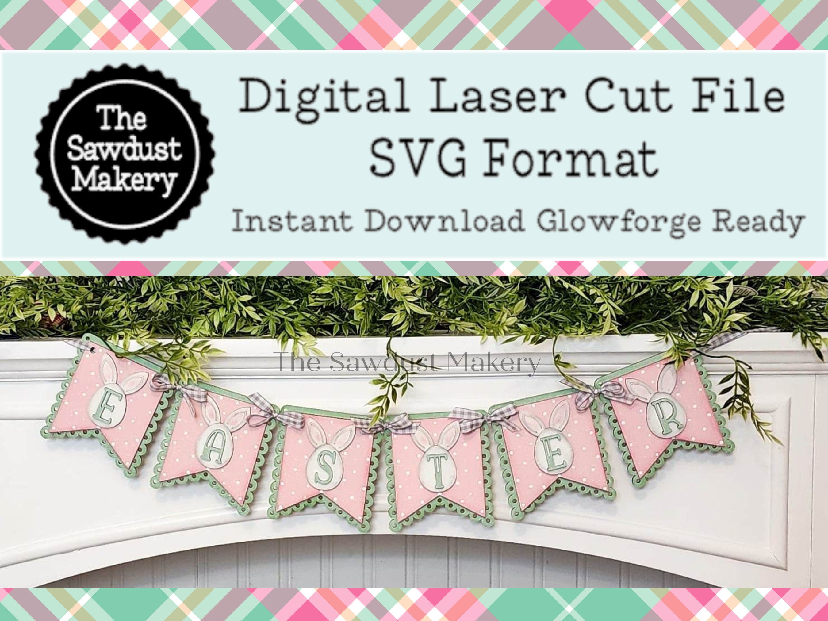 Easter Bunny Banner SVG | Laser Cut File | Glowforge | Spring SVG | Ba ...