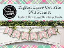Load image into Gallery viewer, Easter Bunny Banner SVG | Laser Cut File | Glowforge | Spring SVG | Banner SVG | Banner | Easter svg | Spring Svg | Bunny