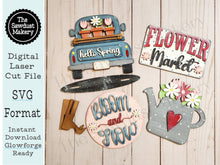 Load image into Gallery viewer, Flower Market Tiered Tray SVG File | Spring svg | Laser Cut File | Glowforge | Spring SVG File | Bloom SVG | Flowers | Spring Truck