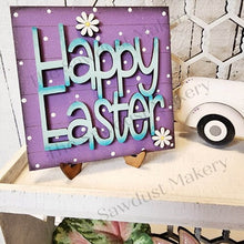 Load image into Gallery viewer, Happy Easter Tiered Tray SVG File | Bunny svg | Laser Cut File | Glowforge | Easter SVG File | SVG | Easter Eggs | Gumball Machine | Carrot
